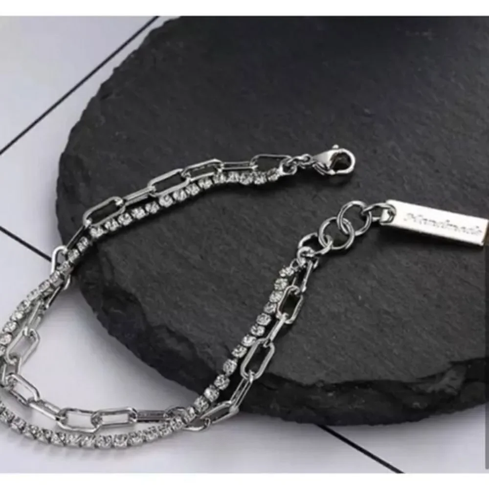 The Mixed Media 2 strand Bracelet in 925 and cubic zirconia.